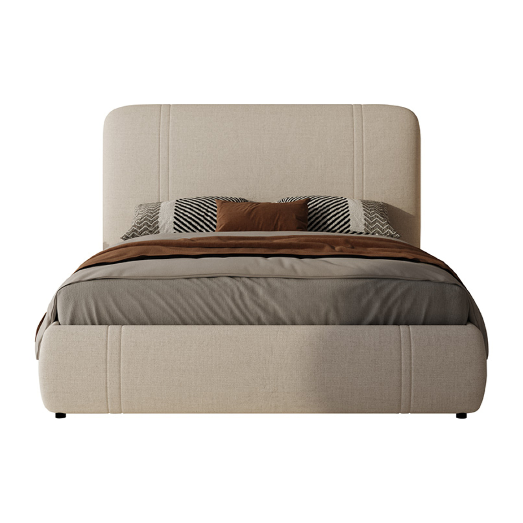 Lit avec coffre de rangement 160x200cm en velours beige SHORELINE