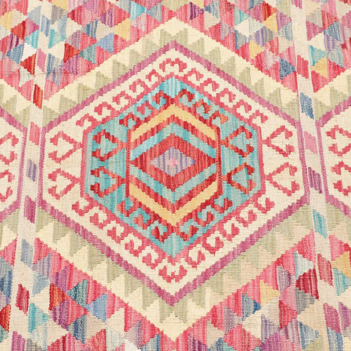 Tapis kilim au motif ethnique, tissé à plat en laine naturelle