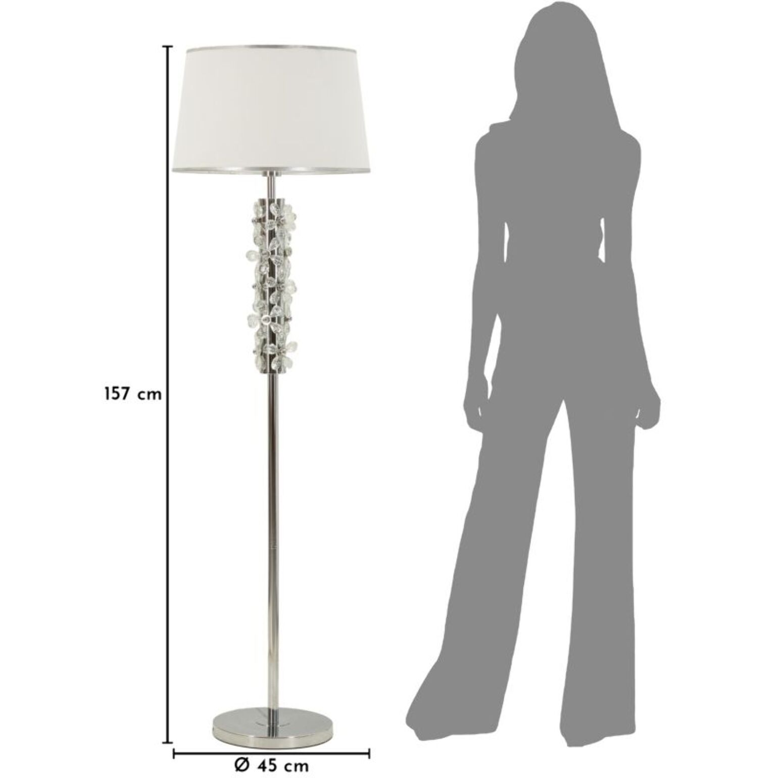 LAMPADA DA TERRA SILVER FLOWER CM Ø 45X157