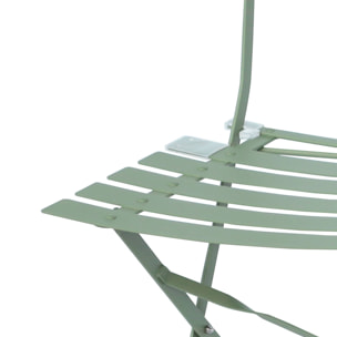 Lot de 2 chaises de jardin bistrot pliables en acier thermolaqué. 49.5 x 41 x 80.5cm