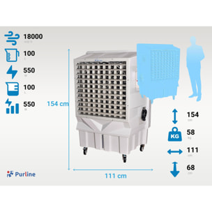 Climatizador evaporativo de gran caudal y depósito de 100L RAFY 300 PURLINE