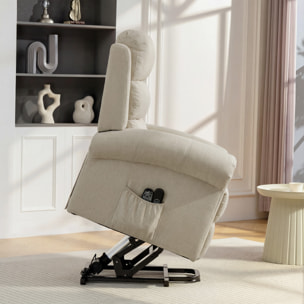 Fauteuil de massage fauteuil releveur électrique inclinaison réglable repose-pied ajustable lin beige