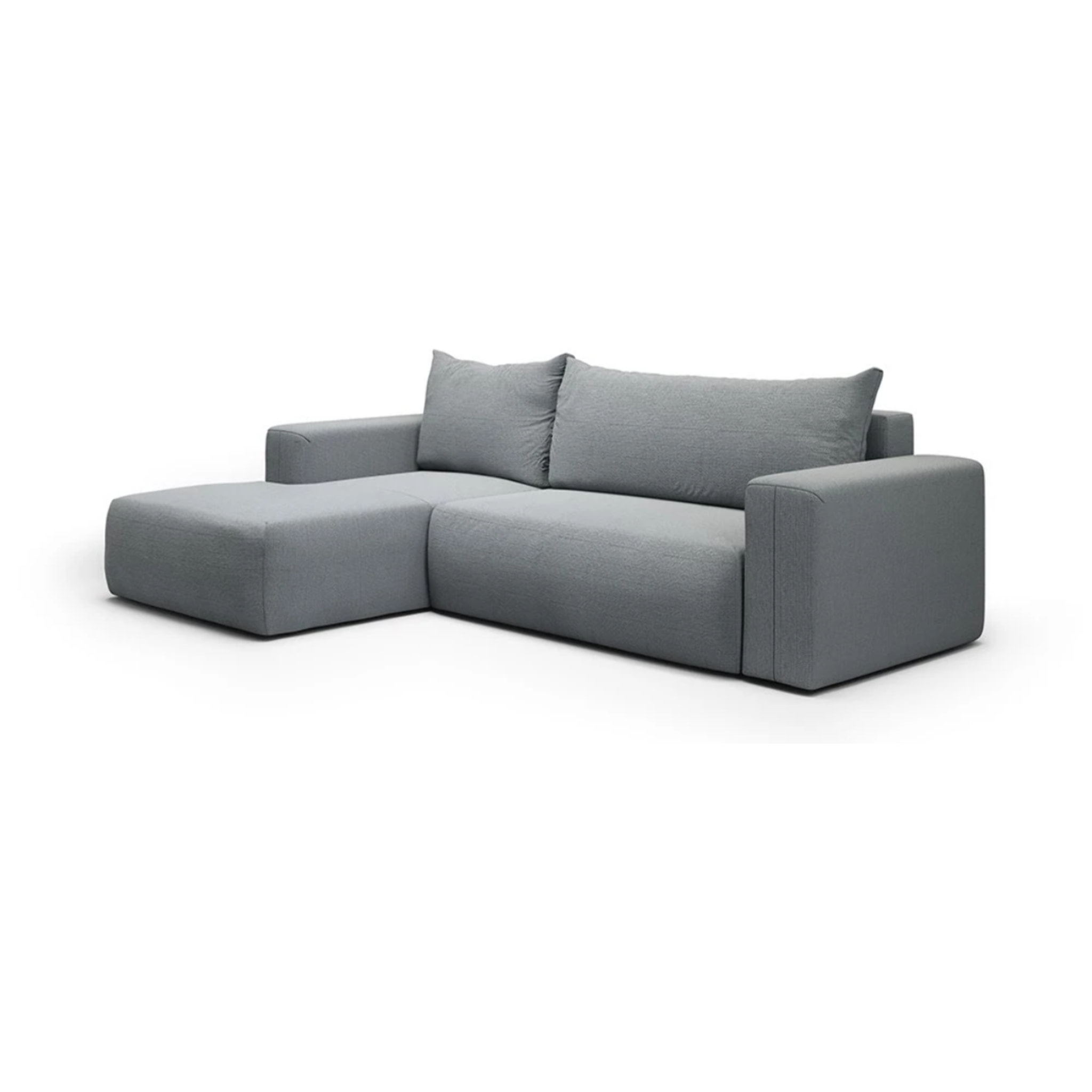 NALA - Canapé d'angle gauche convertible 4 places en tissu gris clair