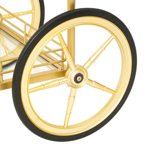 Desserte "Antonella" - métal et verre trempé - doré - H90 cm