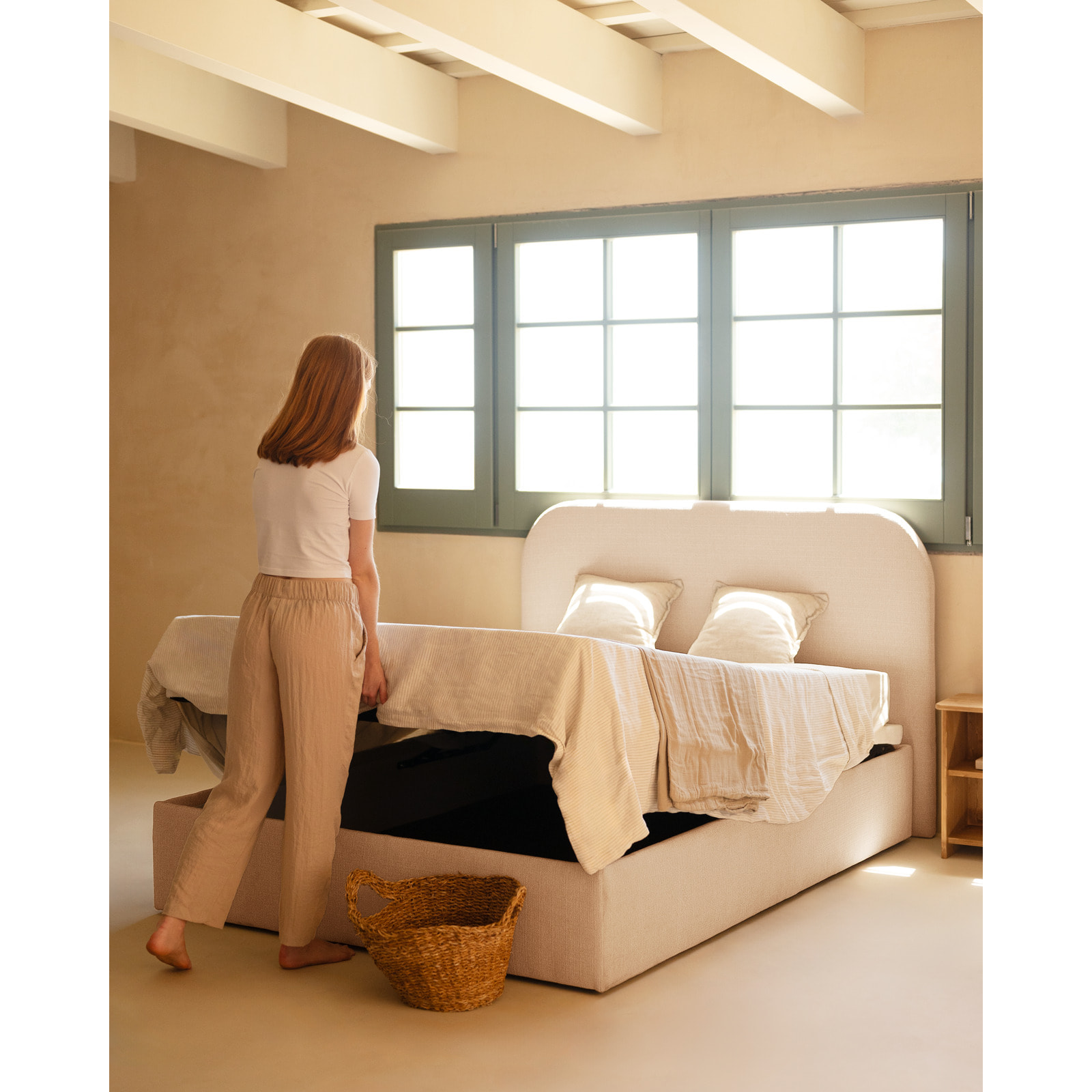 Cama con canapé blanco para colchón de varias medidas