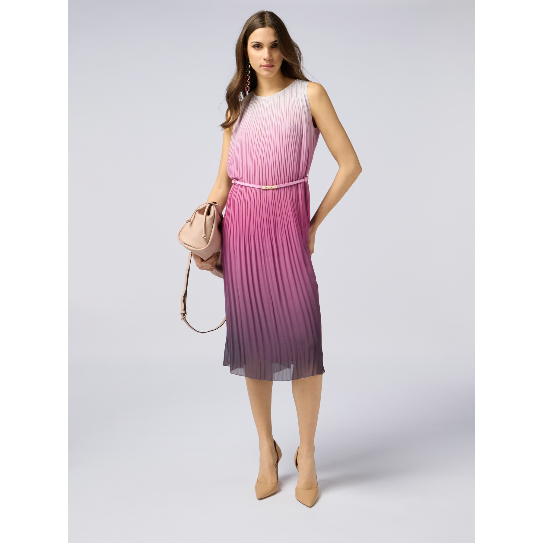 Oltre - Vestido largo plisado degradado - Rosa