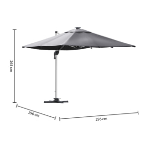 Parasol déporté carré Équador Ardoise avec LED