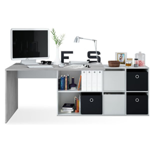 Mesa de escritorio multiposición en blanco mate y gris cemento 136x139 cm Adapta XL Blanco Artik (Blanco Mate) - Gris Cemento