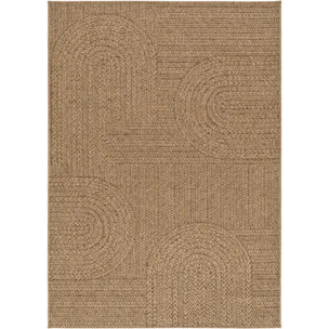 ACRA Alfombra de exterior geométrica efecto yute color natural, varias medidas disponibles.