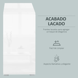 Aparador para Cocina con 2 Puertas 2 Cajones Marco de Blanco Brillante Estante Ajustable Apertura a Presión Armario de Almacenamiento para Dormitorio Salón 79x36x74 cm Gris