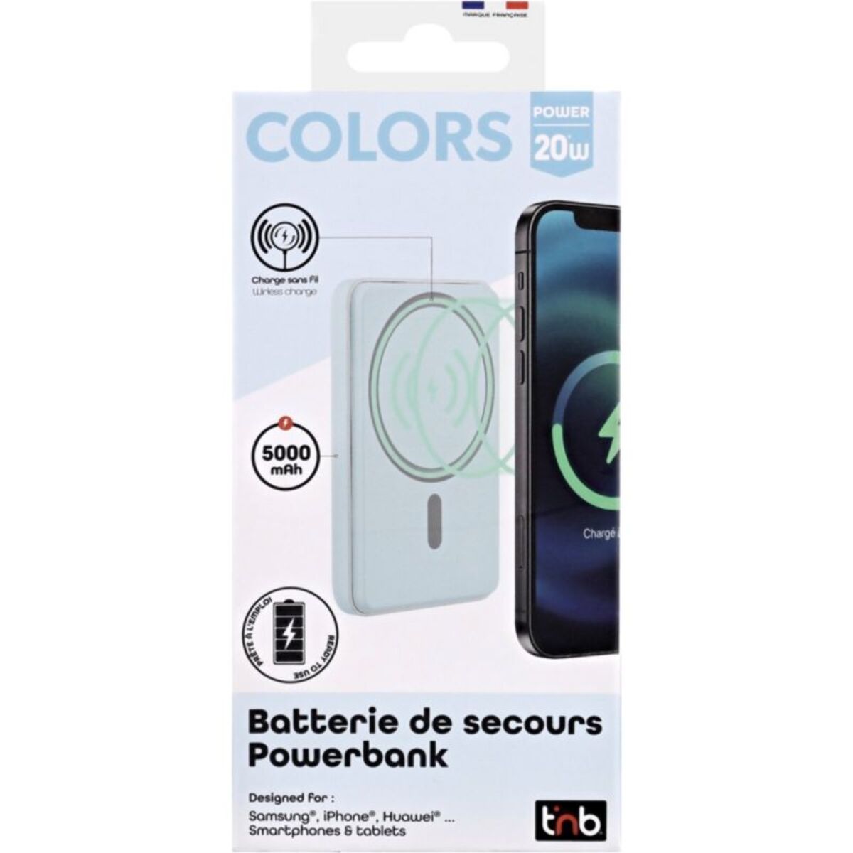 Batterie externe TNB 5000 mAh MagSafe bleu