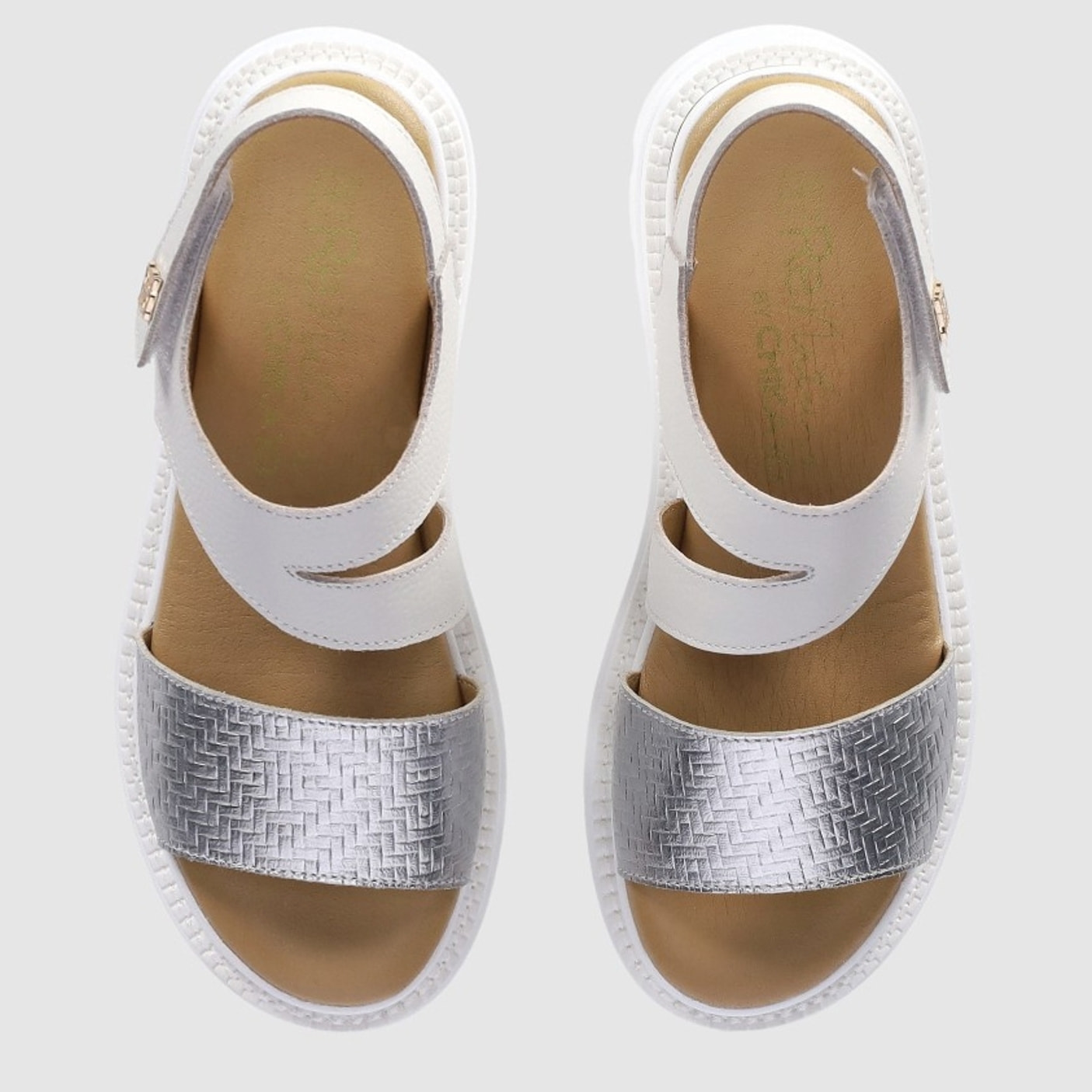 Sandalias de Piel - Blanco - Tacón: Bajo