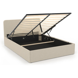 Lit coffre Louise 160x200cm tissu beige