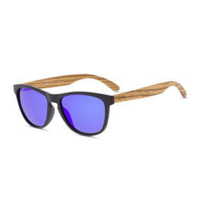 Gafas de sol OCEAN SEA - Frente negro con patillas de madera y / Revo azul
