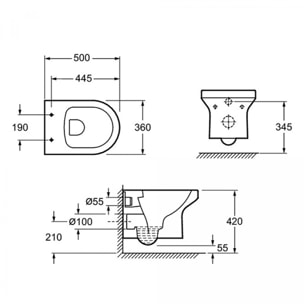 Pack WC suspendu sans bride Jacob Delafon  Elite abattant extraplat + Bâti support Grohe RapidSL + plaque blanc + Porte-balai