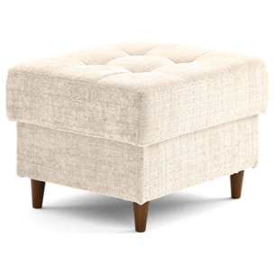 Anna - pouf en velours texturé - pieds en bois - Beige