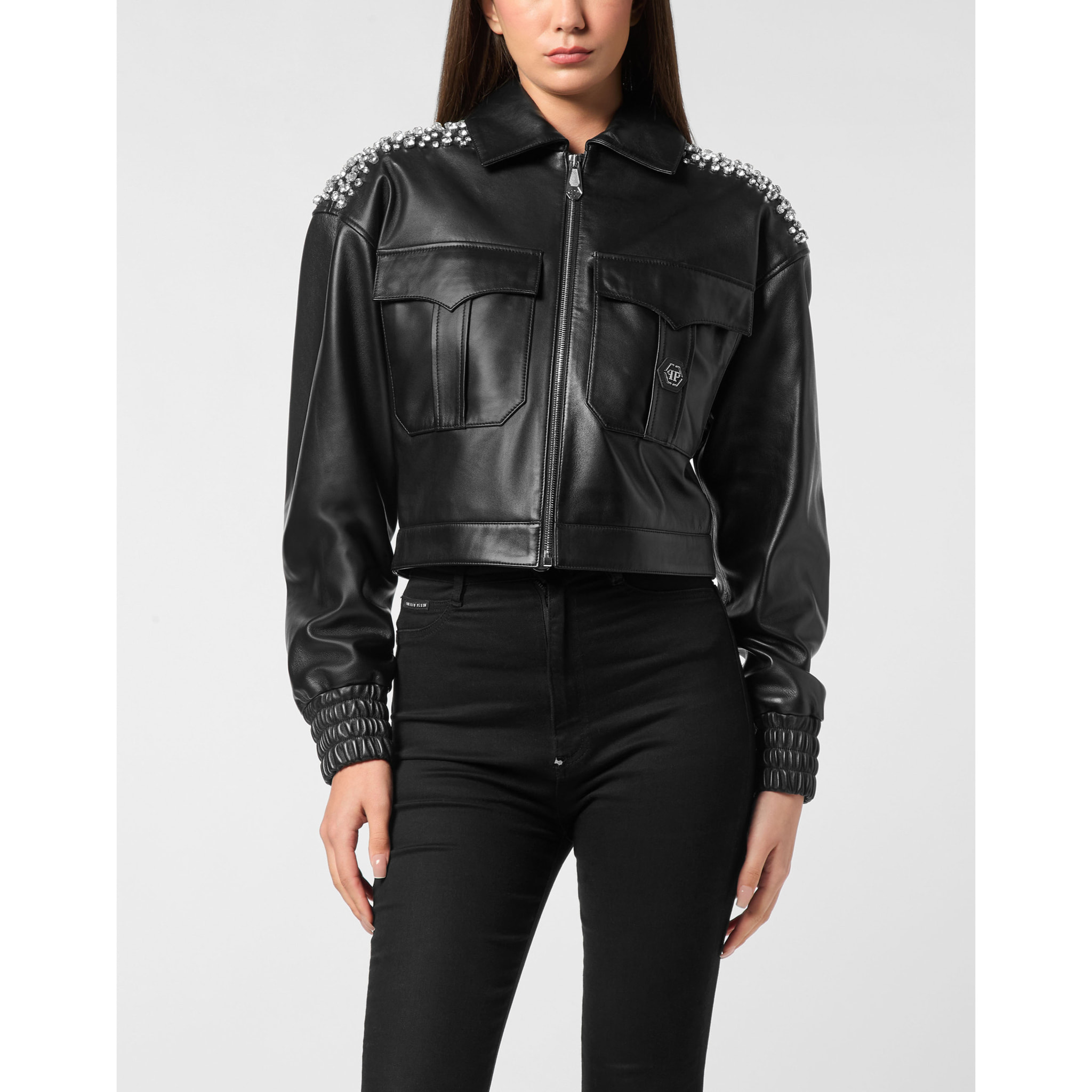 PHILIPP PLEIN Leather Bomber SIGNATURE