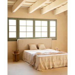 Tête de lit tapissée déhoussable en lin beige en différentes tailles