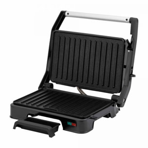 Parrilla eléctrica grill JATA JEGR1124 con placas rayadas (23 x 14,5 cm) antiadherentes. 1000 W