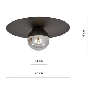 Lampada da soffitto SOLAR con struttura in metallo nero opaco e vetro grafite