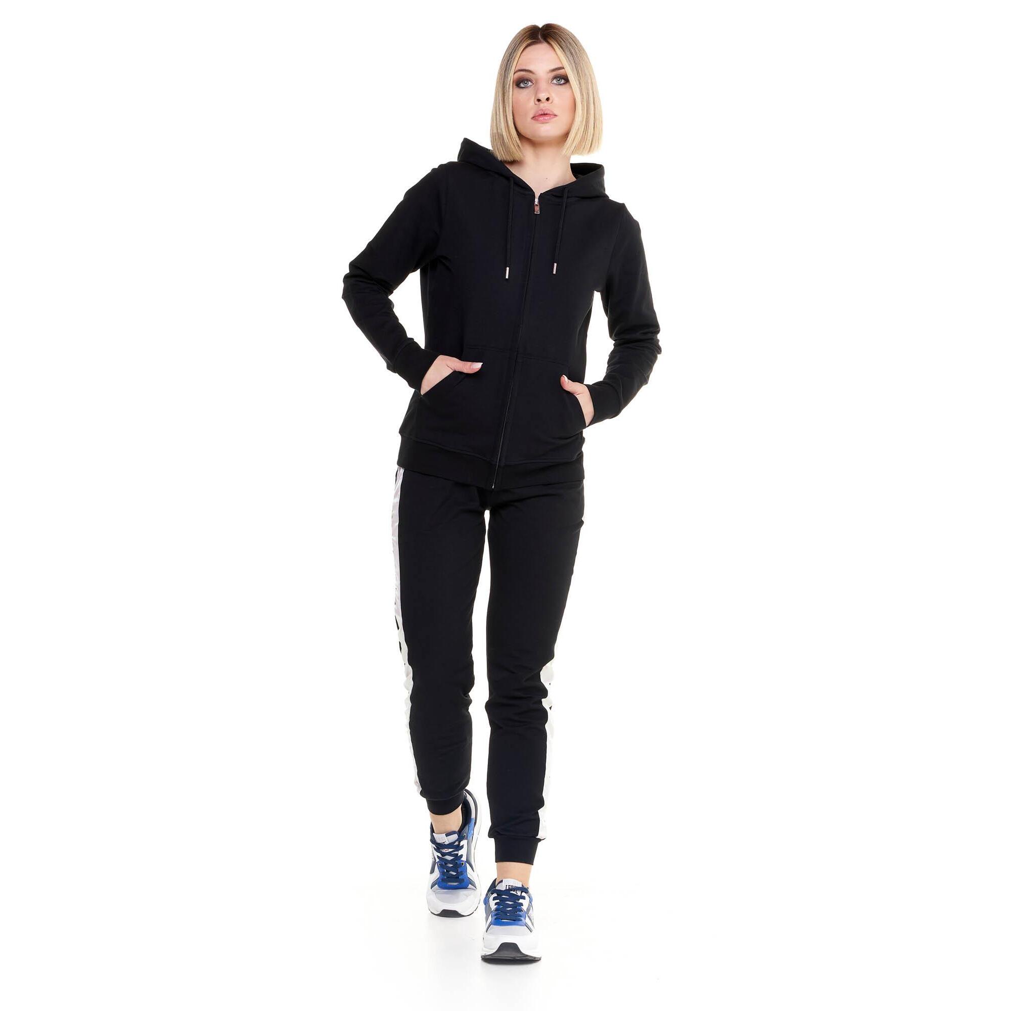 Chándal de mujer brillante con capucha y cremallera
