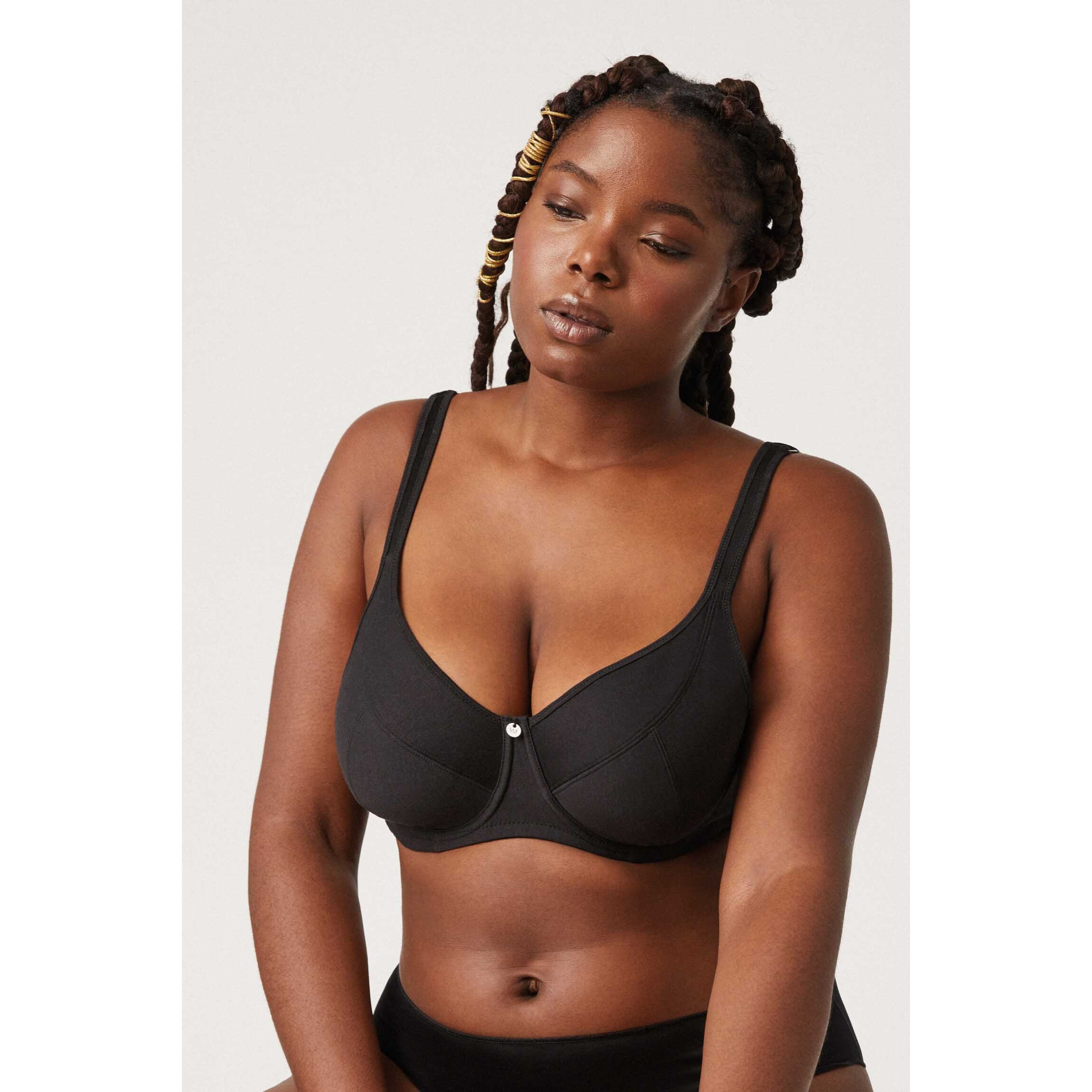Reggiseno con ferretto non imbottito in cotone e modal nero, coppe C e D