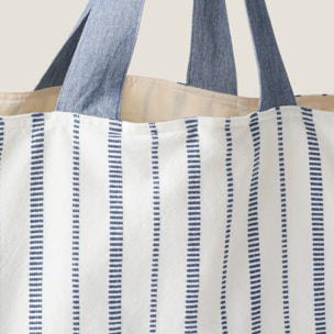 Bolsa grande algodón tejido Geminu color azul