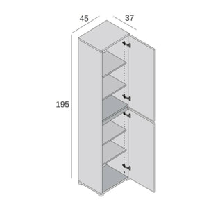 Armadio multiuso 2 ante Dbalestro, Scarpiera con ripiani regolabili, Mobile porta scarpe a 2 ante, 100% Made in Italy, 45x37h195 cm, Bianco