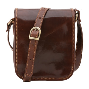 Borsa a tracolla da uomo in vera pelle - Modello False - Made in Italy - 20.0 x 16.5 x 10.0 cm