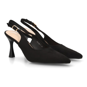 Zapato salón destalonado para mujer con tacón y punta fina