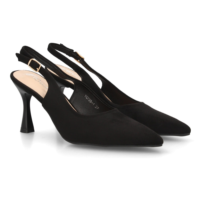 Zapato salón destalonado para mujer con tacón y punta fina
