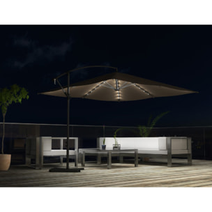 Parasol Bulle LED déporté 3 x 3 m chocolat DAVAGNA