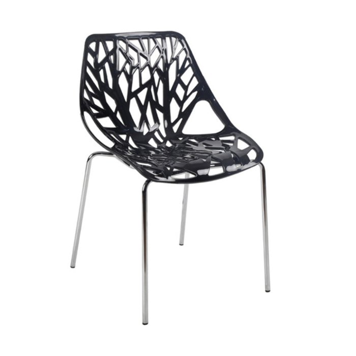 Chaise ajourée et empilable avec pieds métal chromé - QUEEN 3
