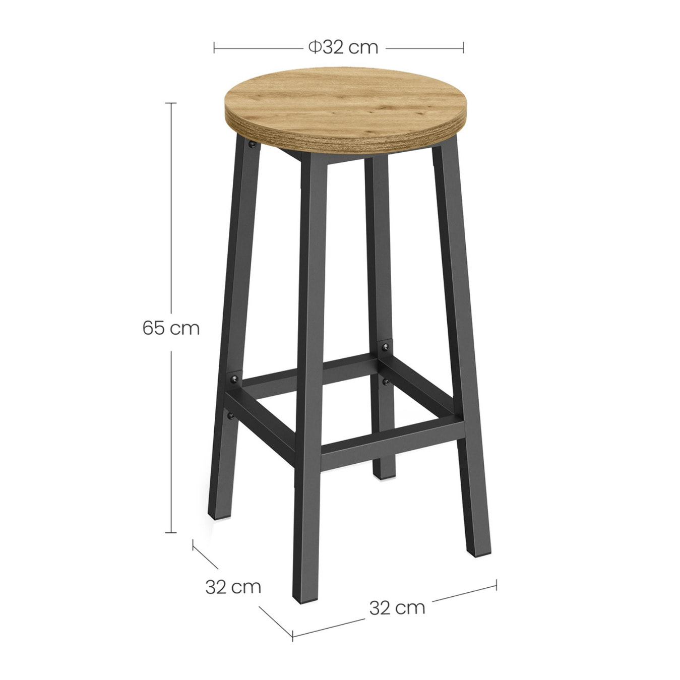 Sgabello bar Artisan in legno e acciaio nero