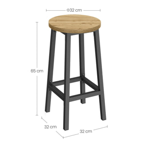 Sgabello bar Artisan in legno e acciaio nero