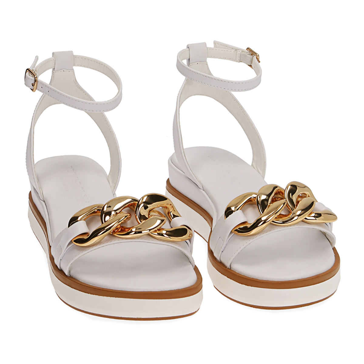 Sandali bianchi, zeppa 4,5 cm