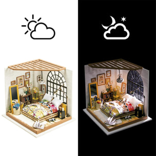 Dormitorio Alice Dreamy. Casa de muñecas maqueta de madera para pintar y montar. 142 piezas.