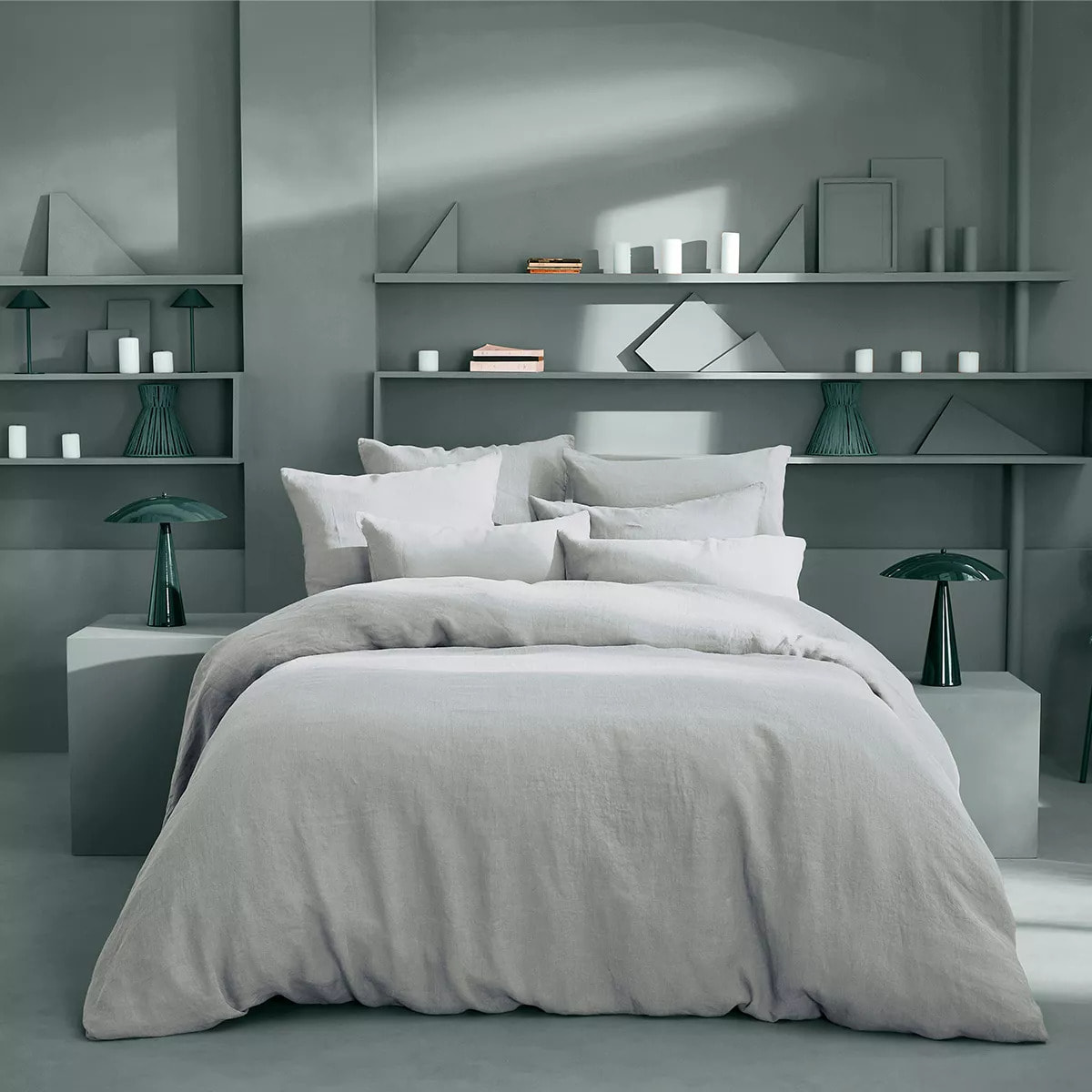 Housse de couette pur lin lavé 165 g/m² uni gris Le lin lave gris perle
