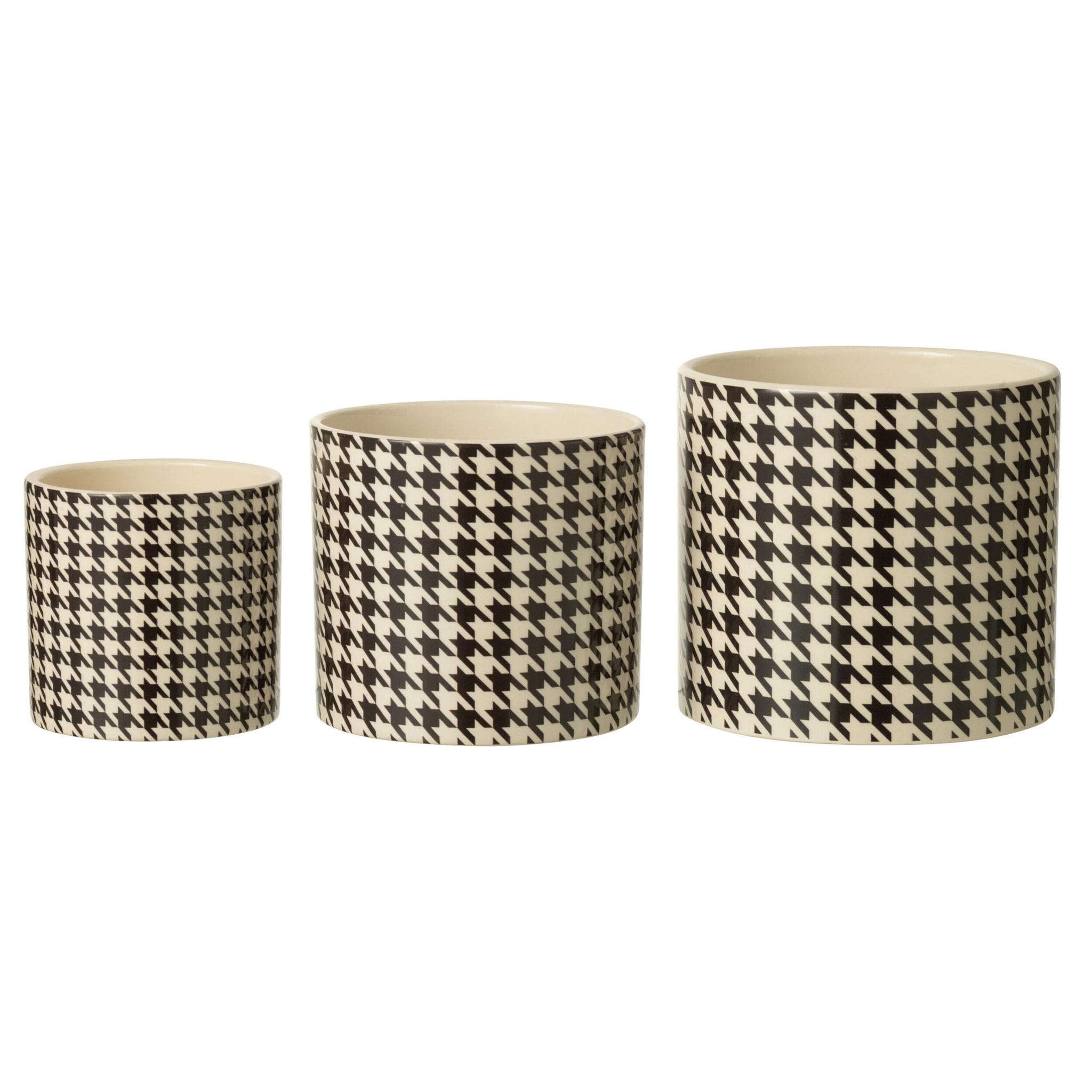J-Line cache-pot Pied-De-Poule - céramique - blanc/noir - large