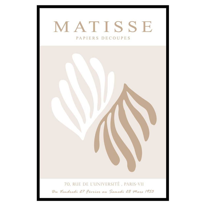 Affiche encadrée feuilles minimalistes matisse Affiche + cadre en métal - Noir