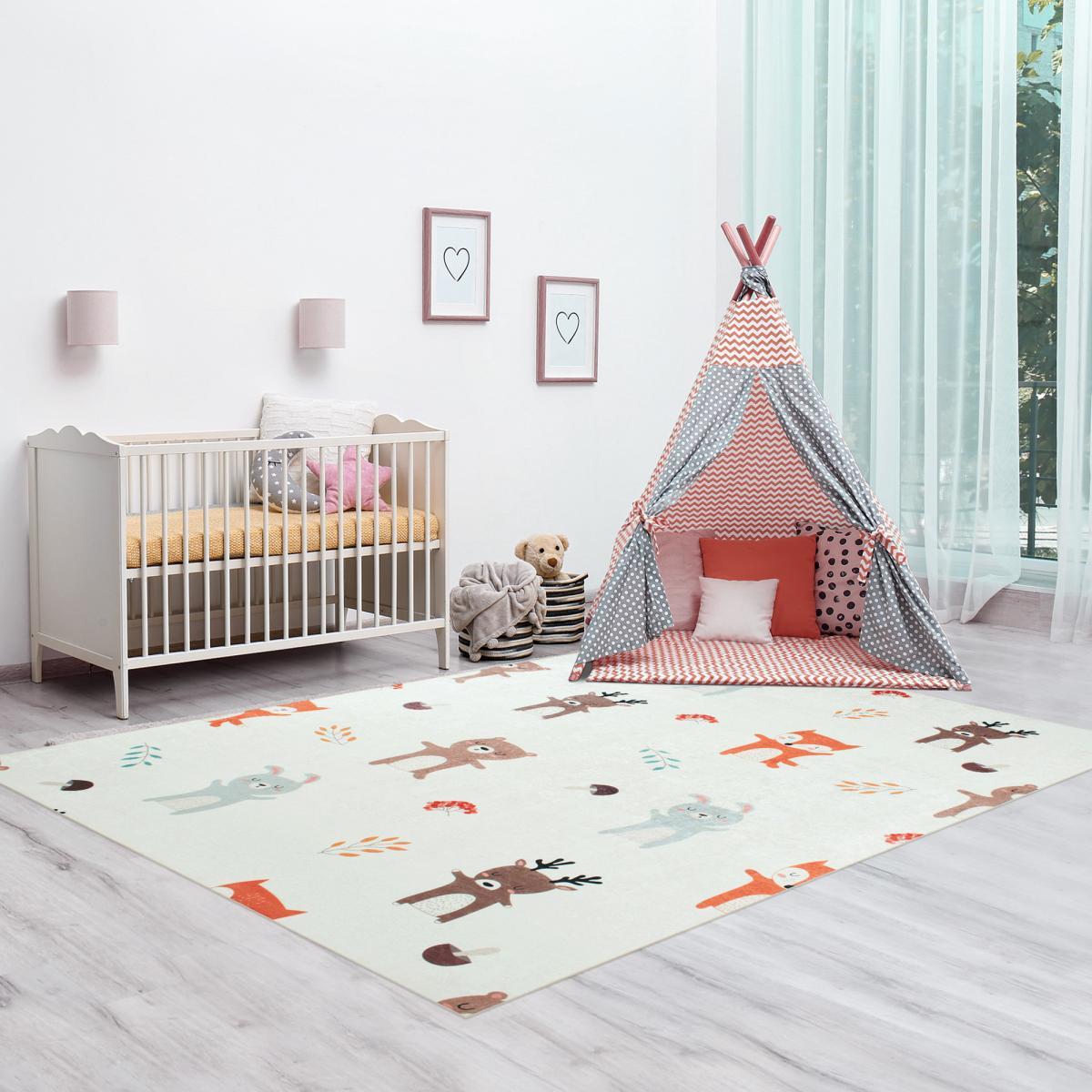 Tapis enfant tissé motif animaux SICA