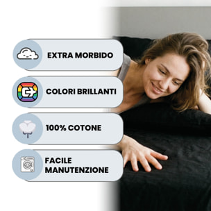 COMPLETO LETTO MAX COLOR, 100% Cotone, Made in Italy - NERO