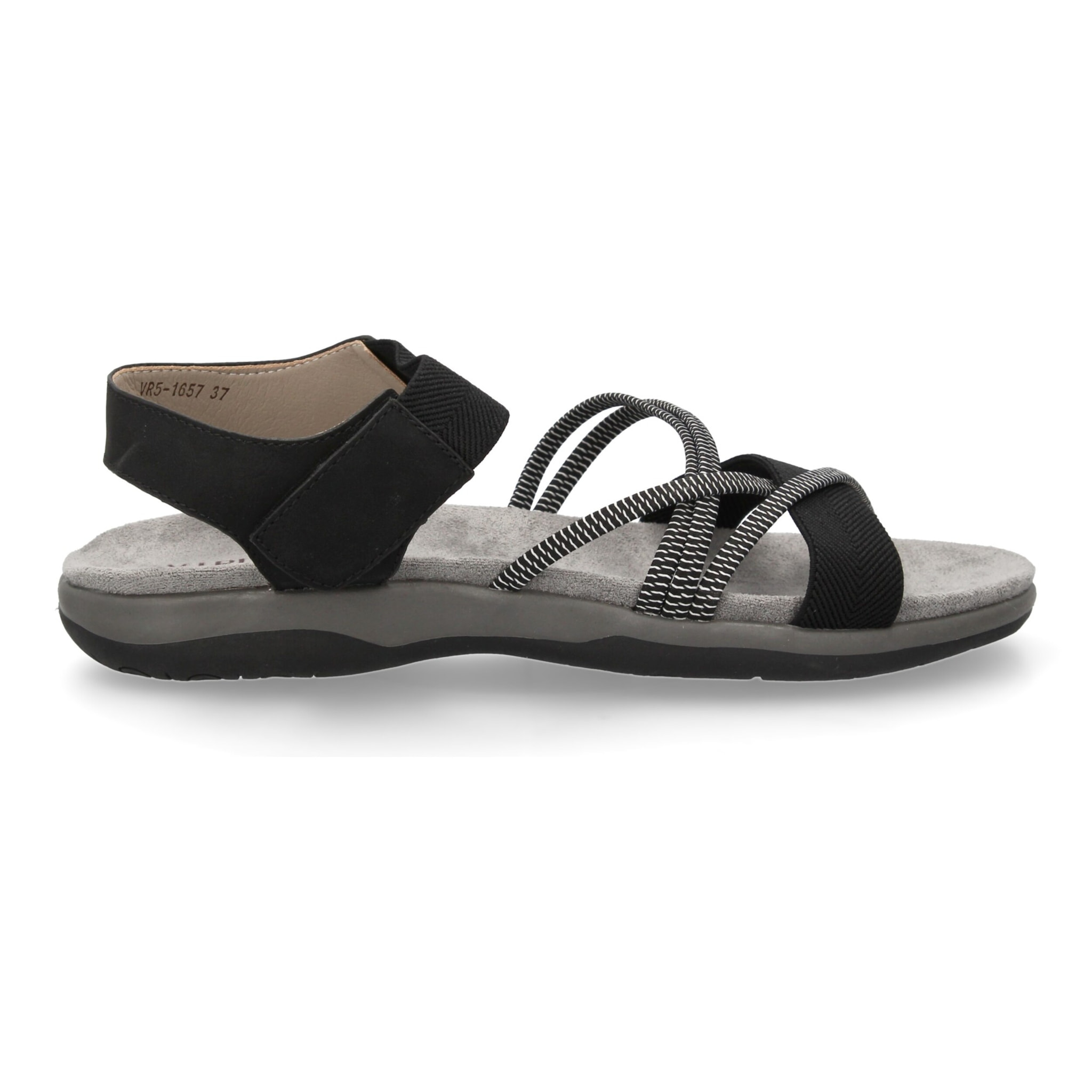 Sandalias planas de mujer diseño moderno, comodas con cierre de cierre autoadherente y con tiras elasticas cruzadas