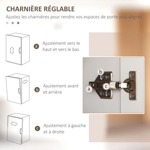 Buffet haut - armoire de cuisine - buffet cuisine vaisselier - 5 étagères - poignées métal noir effet bois clair blanc
