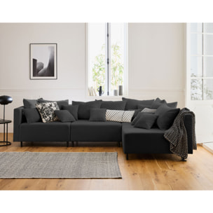 Edinburg - module d'assise sans accoudoirs - en velours côtelé - Gris foncé
