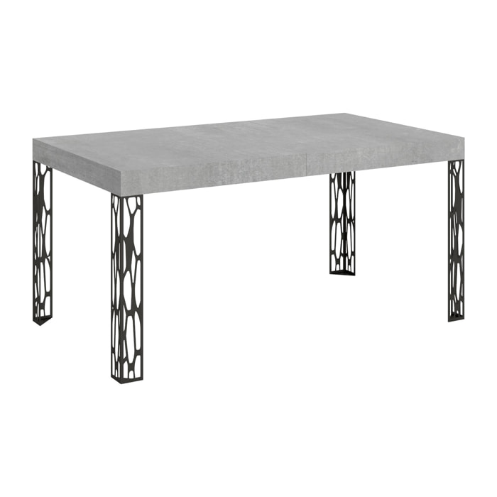 Table Ghibli Extensible Dessus Ciment 90x160 Allongée 264 cadre Anthracite