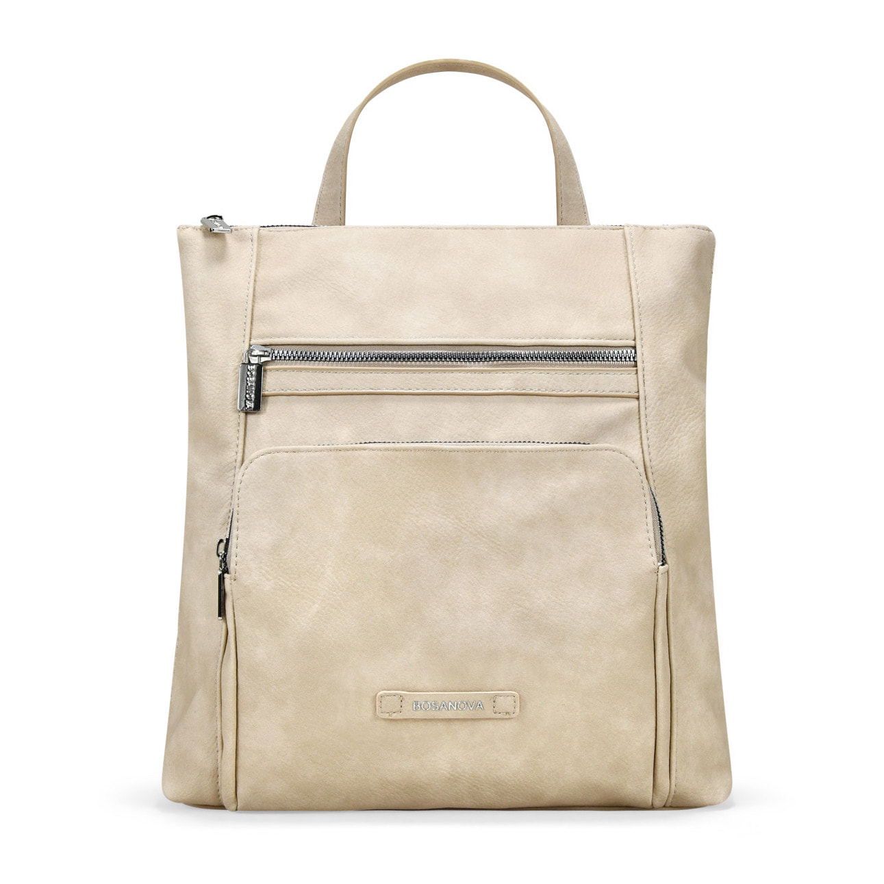 Mochila beige con cremalleras metálicas