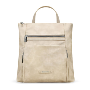 Mochila beige con cremalleras metálicas