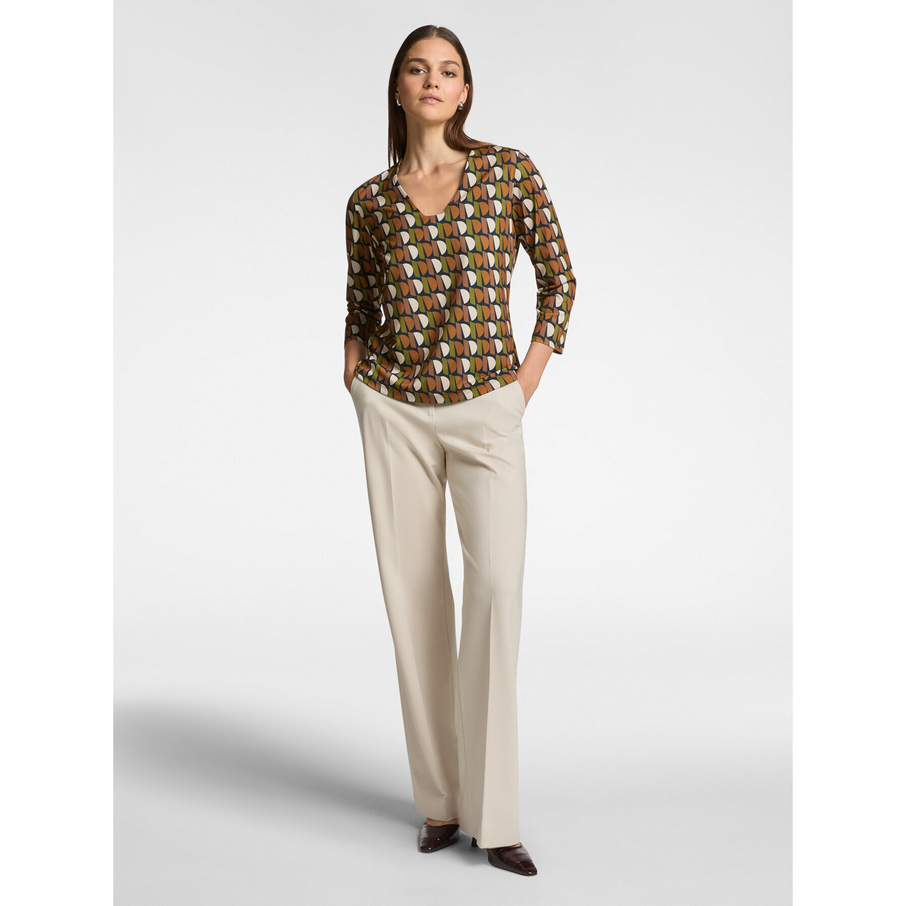 Elena Mirò - Pantaloni maschili in punto Milano - Beige