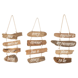 J-Line Pancarte You + Every + Together Bois Flotte Naturel Assortiment De 3